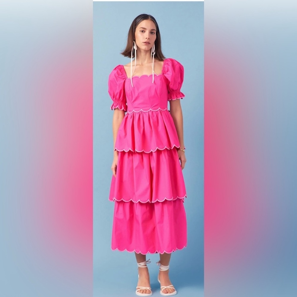NWOT size M English factory vibrant tiered maxi dress.